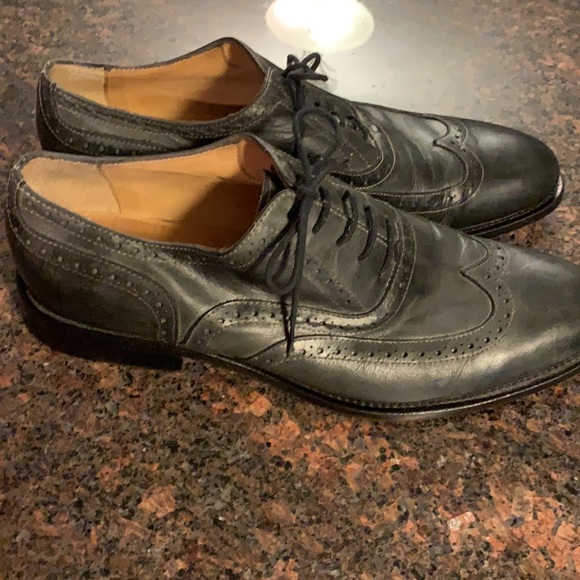 Gordon Rush Distressed Gray Leather Oxfords. - Picture 5 of 11